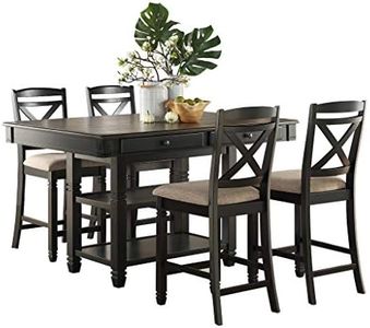 Homelegance 5-Piece Counter Height Dining Table Set, Black/Natural