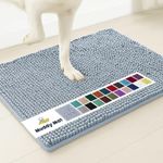 Muddy Mat® AS-SEEN-ON-TV Highly Absorbent Microfiber Door Mat and Pet Rug, Non Slip Thick Washable Area and Bath Mat Soft Chenille for Kitchen Bathroom Bedroom Indoor and Outdoor - Baby Blue 24"x36"