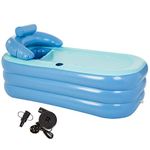 CO-Z Inflatable Portable Tub, Foldable Free-Standing PVC Bathtub w Electric Pump, Anti-Slippery Inflatable Pool for Adult Children Spa Bath
