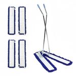 Abbey 100cm V Shaped Floor Sweeper Scissor Mop Kit for Hard Floor with 2x Additional Heads – Washable Industrial V Sweeper Mop Easily Catches Dust from Floors