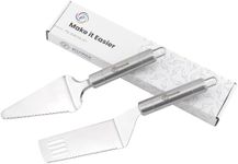 Pie Server Spatula and Cake Cutter Slicer, Stainless Steel Set - Kitchen Essentials for Cutting & Serving Desserts, Brownies, Lasagna (Set of 2)