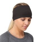 TrailHeads Ponytail Headband - Adrenaline Series | Women’s Running Headband with Reflective Accents - Black