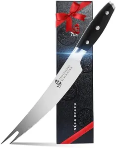TUO Carving Knives & Forks - Barbecue knives 8'' - Meat Cutting Fork-Shaped Tip Utility bbq Knives - German X50CrMoV15 Steel Knife - Full Tang Pakkawood Handle with Gift Box - BLACK HAWK Series