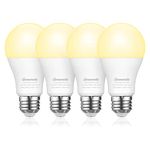 DEWENWILS 4-Pack Dusk to Dawn Light Bulbs Outdoor, Automatic On/Off LED Sensor Light Bulb, 2700K Warm White Glow, 9W(60W Equivalent), E26 Base 500LM Bright Light Bulb, UL Listed