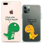 Cavka Matching Couple Cases Compatible with Apple iPhone 12/12 Pro 2020 5G Clear Gift Cute Dinosaur Funny T-Rex Girlfriend I Love You Animal Silicone Cover Adorable Friend