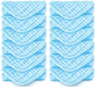 Spotted Play Muslin Burp Cloths 100% Cotton Large 20''x10'' Extra Soft and Absorbent Baby Wash Cloths Spit Up Rags - Baby Burping Cloth for Boys Girls Items(12 Pack Aquamarine)