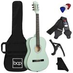 Best Choice Products 38in Beginner All Wood Acoustic Guitar Starter Kit w/Case, Strap, Digital Tuner, Pick, Strings - SoCal Green