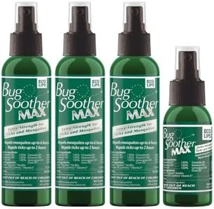 Bug Soother® MAX Natural Tick & Mosquito Repellent Spray – DEET-Free Extra Strength Outdoor Bug Protection, Plant-Based Formula – Made in USA (3ct 4 oz Bottles + 1 oz Bonus)