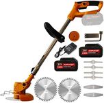 Weed Wacker Cordless Brush Cutter Battery Powered with 2Pcs 36Tv 4A Battery,Stringless Weed Eater Electric Brush Cutter with 9Blades,Weed Trimmer for Lawn,Garden,Yard,Bush Trimming&Pruning,Lightweight