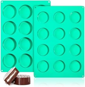 webake Cake Puck Mold Set 2 Different Sizes, 12-Cavity Silicone Molds for Chocolate Covered Desserts, DIY Cake Cores, BPA Free, 2Pcs