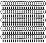 LAWEI 100 Pack Curtain Rings with Clips Hooks, 1.5 Inch Metal Curtain Clips with Ring, Rustproof Decorative Drapery Curtain Clip Rings for Room, Bathroom and Parlor Window, Vintage Black