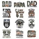 12Pcs Best Dad Ever Father's Day Iron On Decals for Clothing Iron On Patches DIY Heat Transfer Stickers for T-Shirt Jean Appliques