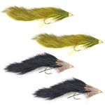 The Fly Fishing Place Muddy Buddy Bunny Streamer Flies Collection - Set of 4 Big Bass and Trout Fly Fishing Flies - Hook Size 4