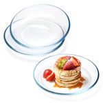 NUTRIUPS 3 Pack 7 inch Glass Plates, Clear Tempered Glass Dessert Plates, Glass Plate Set for Appetizer, Fruits, Cake, Salad, Dishwasher and Microwave Safe