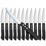 BEWOS Steak Knives Set of 12, 4-inch Steak Knife, Serrated Steak Knives, High Carbon Stainless Steel Knives, Triple Rivet Steak Knife, Sharp Blade Knives/Steak Knives, Dishwasher Safe Steak Knives