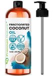 Premium Nature Fractionated Coconut Oil Massage Oils - Liquid Natural & Pure Body Oil Carrier Massage Oil 16 Oz Clear Pump Included Packaging May Vary