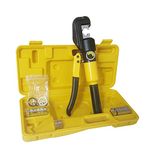 findmall 10 Ton Hydraulic Cable Lug Crimper, 12 AWG to 2/0 AWG Industrial Hydraulic Crimping Tool, Electrical Terminal Cable Wire Tool with 9 Dies (4, 6, 8, 10, 16, 25, 35, 50, 70)