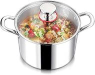 LIANYU 6QT 18/10 Stainless Steel Stock Pot with Lid, Tri-Ply Stockpot, Heavy Duty Soup Pasta Canning Pot, 6 Quart Boiling Strew Simmer Induction Pot, Nonstick Cooking Pot, Dishwasher Safe Cookware