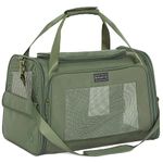 Petsfit Dog Carrier Soft Sided Travel Carrier, Large Pet Carriers with Quadrangle Oxford Fabric and Ventilation Mesh,Portable Dog Bag with Expandable mat and Upgraded Large Space, Olive Green