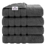 American Soft Linen 4 Piece Bath Towel Set, 100% Turkish Cotton Bath Towels for Bathroom, 27x54 in Extra Large Bath Towels 4-Pack, Bathroom Shower Towels, Grey Bath Towels