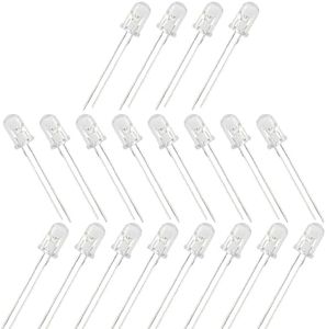 hiBCTR 20Pcs PT334-6C 5mm Phototransistor Light Sensor - 400-1000nm Wavelength Range, 15-20mA Sensitivity for Optical Switches/Arduino Projects (Clear Round F5 3V)