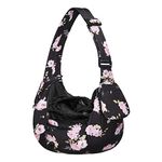 MOSISO Dog Cat Sling Carrier, Pet Dog Carrier Camellia Tote Bag Hands Free Adjustable Padded Strap Breathable Polyester Soft Carrying Travel Shoulder Bag with Front Pocket for Small Dog Cat, Black