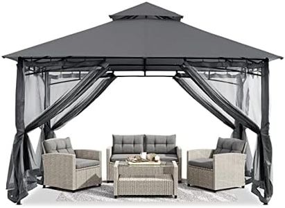 ABCCANOPY 3x3.6M Outdoor Gazebos With Netting for Patios Double Roof Soft Canopy Garden Backyard Gazebo for Shade and Rain (Gray)