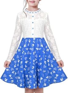 Sunny Fashion Girls Dress Blue Lace Heart Button Pearl Elegant Princess Party Pageant 12 Years