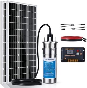 ECO-WORTHY 200W Solar Well Pump Kit, 12V Stainless Steel Deep Well Solar Pump, 2pcs Solar Panels with Controller and Cable for Off-grid Living, Irrigation, Farm, Delivered in Multiple Packages