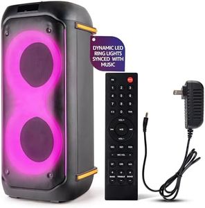 Pyle Compact Bluetooth PA Party Speaker System – 160W Portable Karaoke Machine with Built-in Battery, TWS, Mic Priority, USB/SD/BT/FM, Flashing LED Lights, Dual 6.5" Speakers, 11.6" x 11.6" x 25.2"