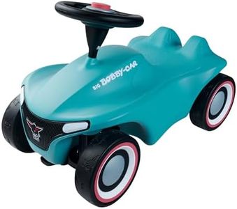 BIG Bobby Car Neo Azur - Rutschauto ab 1 Jahr, Azur-Blau, Auto für Kinder mit Flüsterreifen, Sicherheits-Lenkrad und Hupe, 1-5 Jahre (max. 50 kg)