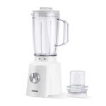 Geepas Electric Blender Smoothie Maker, Food Jug Blender 650W –Stainless Steel Blades, 3 Speed Control with Pulse & Turbo Functions, 1.6L Large Jar & Coffee Spice Grinder Jar, Smoothie Maker – White