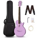 Enya Nova Go Carbon Fiber Acoustic Guitar 1/2 Size Beginner Adult Travel Acustica Guitarra w/Starter Bundle Kit of Colorful Gift Packaging, Acoustic Guitar Strap, Gig Bag, Cleaning Cloth (Purple)