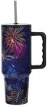 4th of July Americana Fireworks & Flags 40 Oz Stainless Steel Tumbler