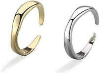 Qimily Open Ring Adjustable Statement Rings Set，2PCS 18K gold plated Platinum Plated Rings For Women Men