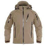 TACVASEN Men's Waterprooft Ski Snow Jacket Hiking Military Hunting Outdoor Jacket Khaki, M