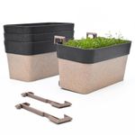 Eha Earth Friendly Duo Sling 12 inch Pots for Plants | Set of 4 Flower Pots for Home Decoration | Made with Bamboo Fibers, UV Protected Flower Pot | Hanging Planters for Living Room | Charcoal