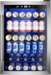 Electactic 145 Can Beverage Refrigerator, 37 Bottle Wine Fridge with Smart Temperature Control, 4.4 CU FT Quiet Freestanding Mini Fridge with Child Lock Panel for Family Restaurant Bar