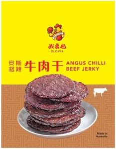 OLOIYA Beef Jerky Great Every day Snack with 6.8 Protein Angus Chilli Beef Jerky Read to Eat for School Snack Flavour for Work Travel, 190g