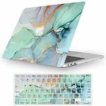 Fancity Compatible with MacBook Pro 16 inch Case 2024 2023 2022 2021 Release M3 A2991 M2 A2780 M1 A2485 Pro Max & Touch ID, Rubberized Protective Plastic Hard Shell Case & Keyboard Cover, Green Marble