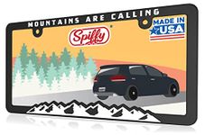 Spiffy Mountain License Plate Frame License Tag Holder Bracket Mountains are Calling Tag Frame for Overlanding Vehicles Gift for Car Guy | Made in the USA | Great for Hiking, Biking and Outdoor Lovers