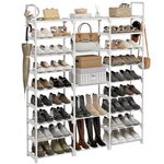 WOWLIVE 9 Tiers Large Shoe Rack White Shoe Rack Organizer for Closet 50-55 Pairs Stackable Heavy Duty Shoe Rack Shelf Shoe Storage Durable Metal Pipes with Plastic Connectors