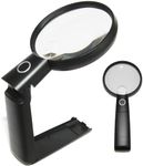 EasY Magnifier Large Magnifying Glass 2X Hands Free with LED Light and Stand; Spot Lens 4X; Lighted Desktop Loupe for Reading Jewelers Magnify Glasses