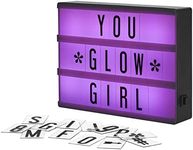 My Cinema Lightbox - RGB Color Changing Cinema Light Box, 8 inches x6 inches - 100 LED Light Letters and Numbers - Personalized Neon Signs with light box letters - Your own Light Box Sign, Marquee Light Up Letters Box