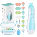 Zooawa Baby Nail Clipper 20 in 1, Electric Baby Nail Trimmer,Baby Nail File Kit with Extra 12 Replacement Pads,Trim Polish Grooming Kit for Newborn Infant Toddler or Adults Toes Fingernails Care,Blue