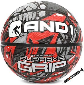 AND1 Supreme Grip Basketball: Official Regulation Size 7 (29.5 inches) Rubber- Deep Channel Construction Streetball, Made for Indoor Outdoor Basketball Games