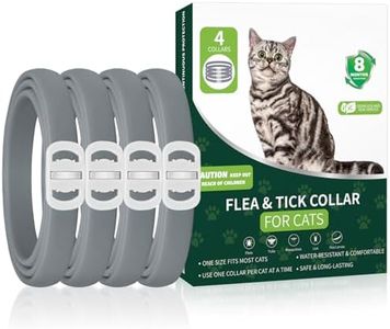 4 Pack Cat Flea Collars, Cat Flea and Tick Treatment, 32 Months Protection Flea and Tick Prevention for Cats, Waterproof Flea Collar for Cats, One Size Fits All for All Breeds, Grey