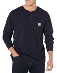 Carhartt Men's Loose Fit Heavyweight Long-Sleeve Pocket Henley T-Shirt, Navy, L