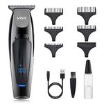 VGR Men's Professional Rechargeable LED Display Hair Clippers Beard Trimmer Kit, Black