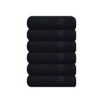 GLAMBURG Ultra Soft 6-Piece Hand Towel Set 16x28-100% Ringspun Cotton - Durable & Highly Absorbent Hand Towels - Ideal for use in Bathroom, Kitchen, Gym, Spa & General Cleaning - Black